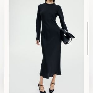 Long Sleeve Midi Dress - Black